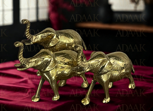 Adaak's Grace of Gajraj – Handcrafted Brass Elephant Sculpture for Power & Positivity