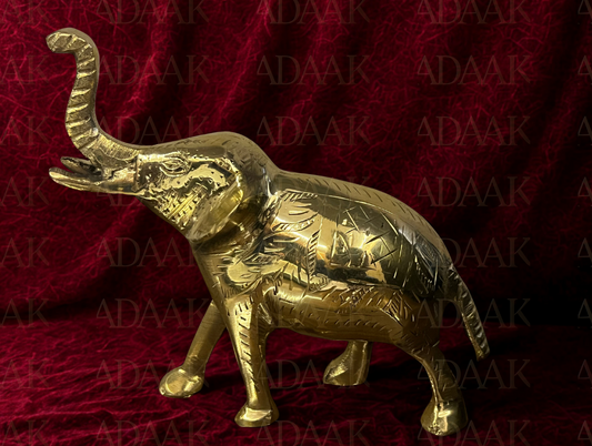 Adaak's Grace of Gajraj – Handcrafted Brass Elephant Sculpture for Power & Positivity
