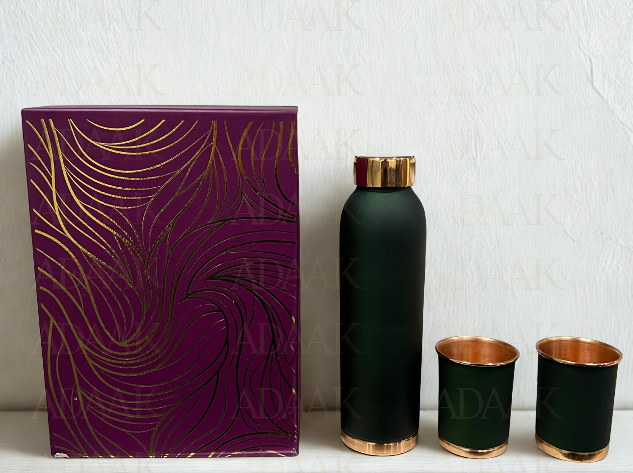 Emerald Luxe Copper bottle set with box