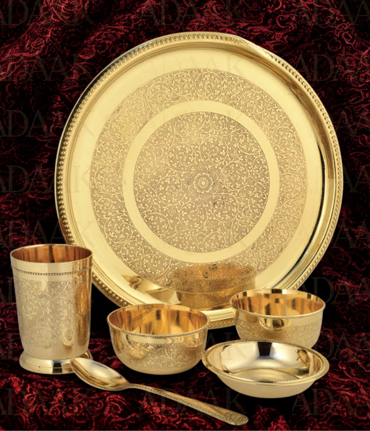 Adaak Flora Jaipuri Brass Thali Set – 6 pc