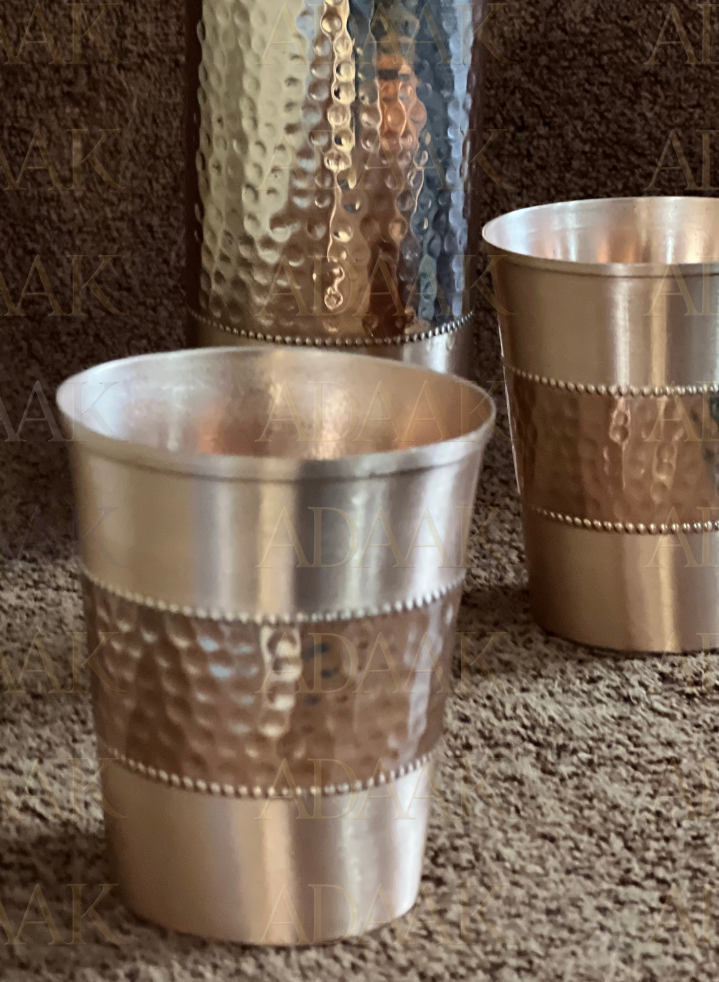 2 copper glasses hammer finish