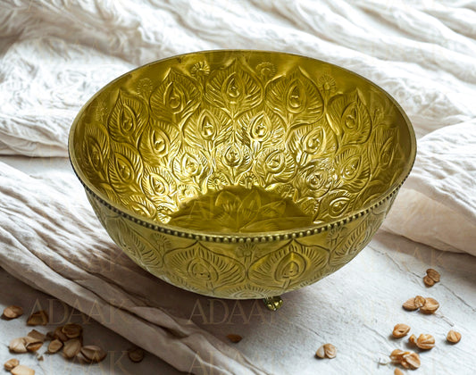 Adaak's Brass Bowl with Peacock Feather Motif