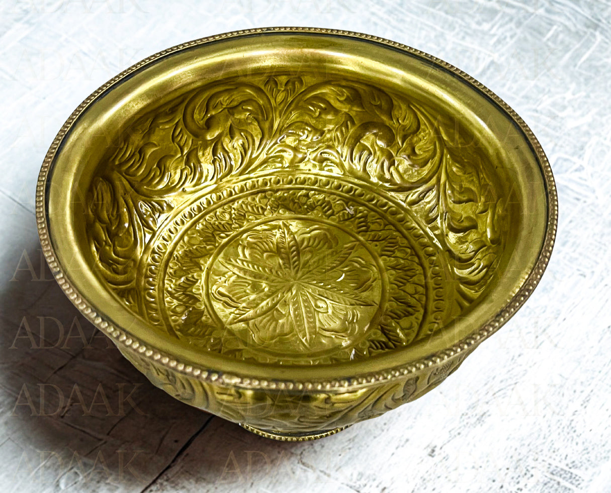 Adaak's Brass Bowl With Floral Engraving