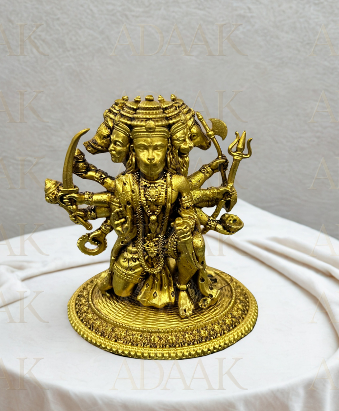 Brass Panchmukhi Hanumanji on stand