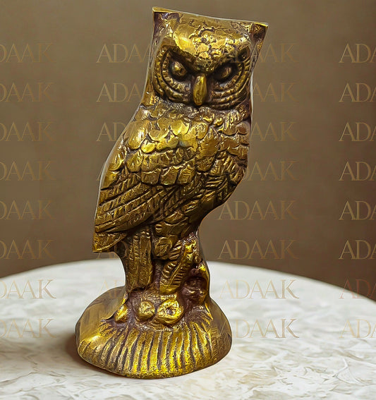 Brass Standing owl on a table