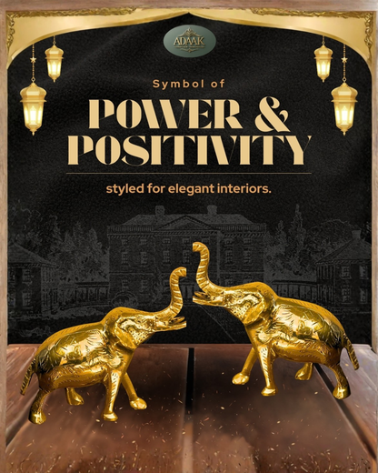 Brass Elephant Statue (Trunk Up) | Auspicious Vastu Good Luck Decor