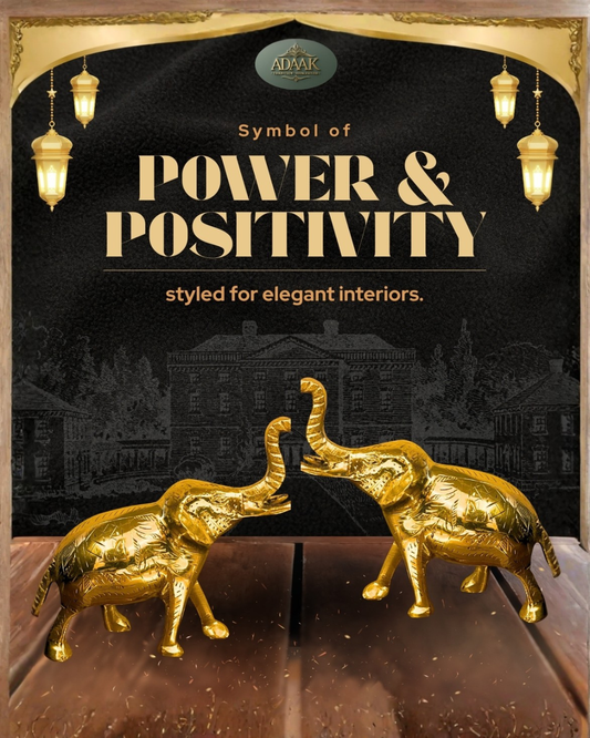 Brass Elephant Statue (Trunk Up) | Auspicious Vastu Good Luck Decor