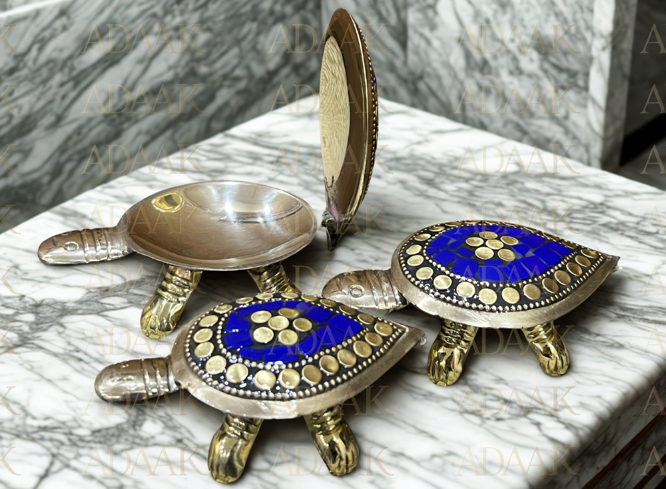 Brass Tortoise Set Of 3- Feng Shui-Inspired Prosperity Charm