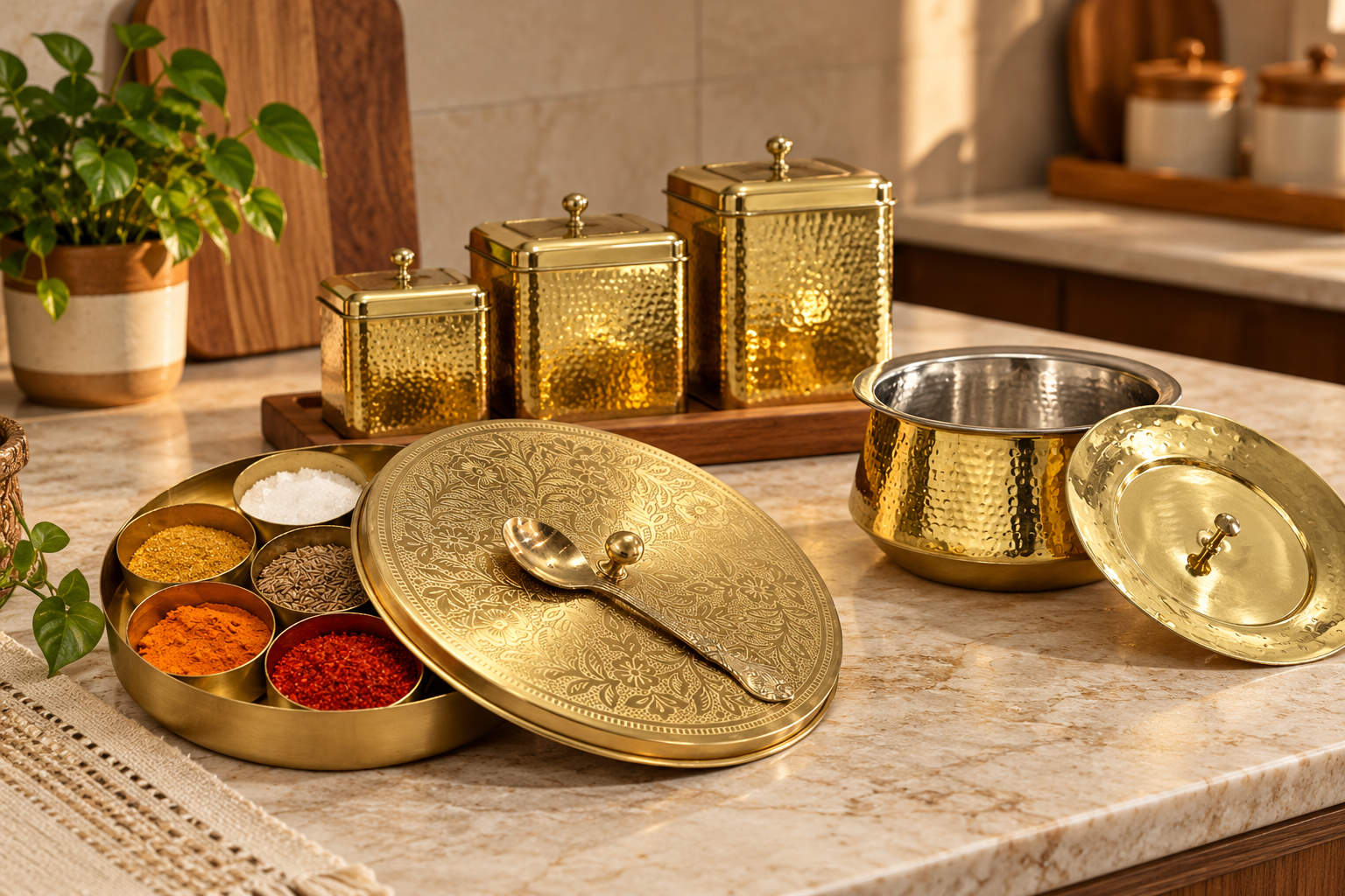 Traditional Pital ke Bartan and brass kitchen accessories