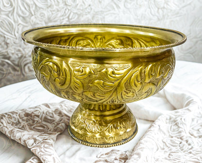 brass urli bowl with stand