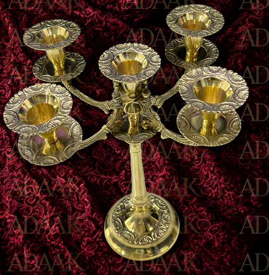 Adaak Panchjyoti Brass Candle Stand– 5 Arm