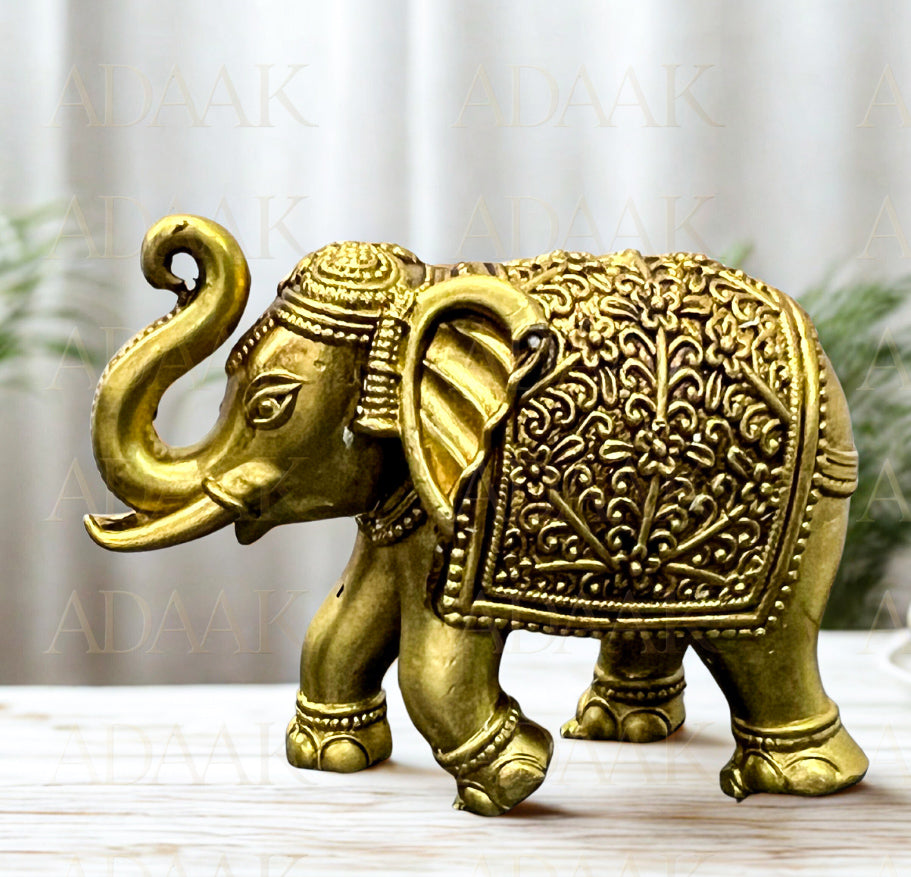 Adaak's Majestic Brass Elephant With Raised Trunk – Symbol Of Prosperity & Luck
