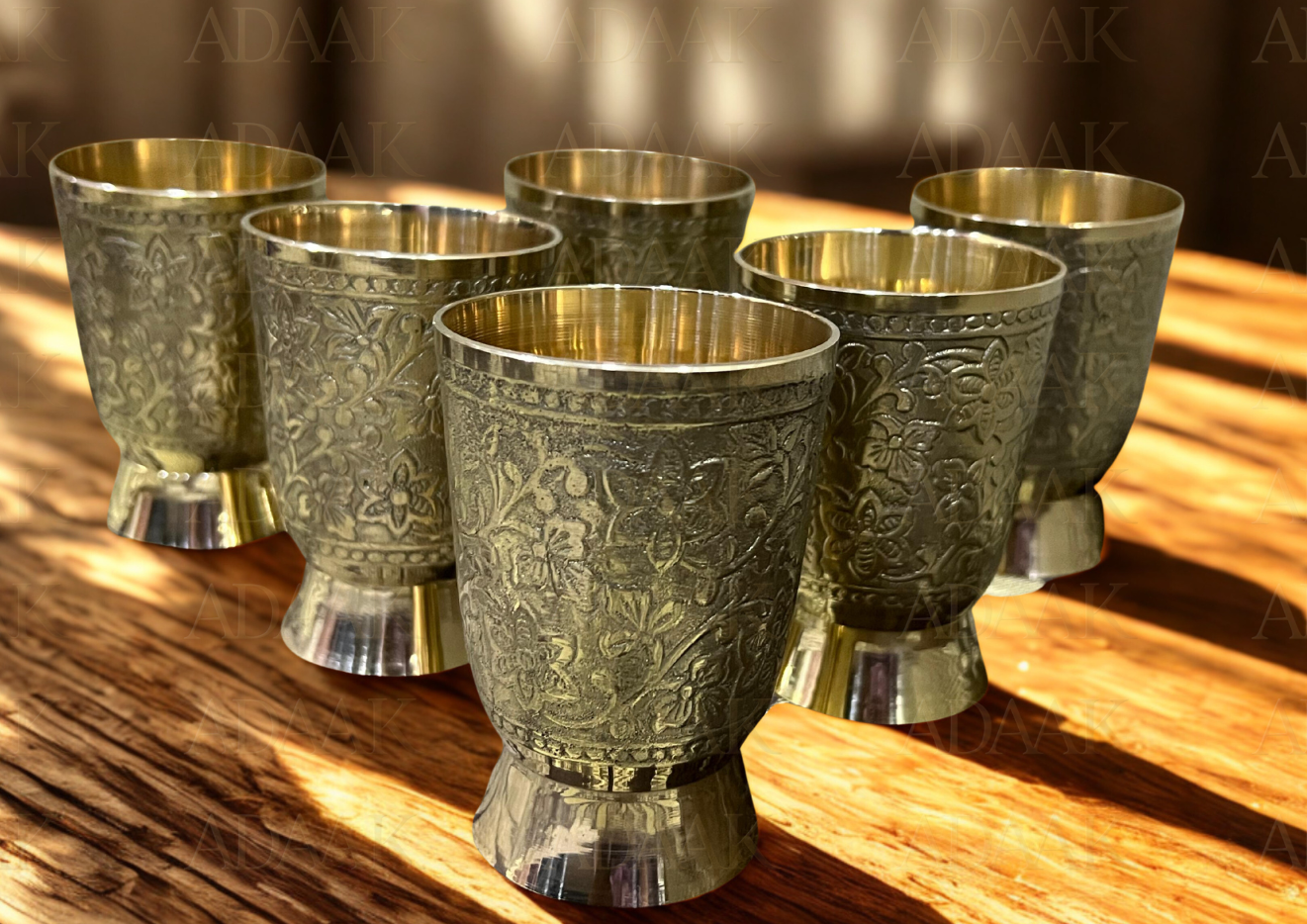 set of 6 brass glasses