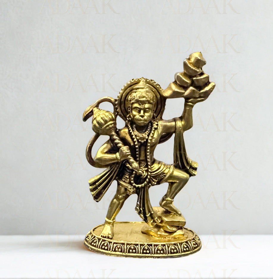 brass hanuman ji with mountain in hand