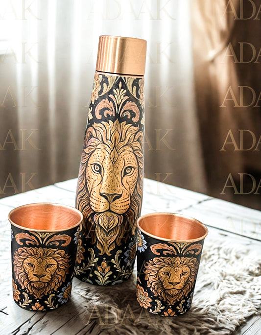 Majestic Lion Copper Water Bottle