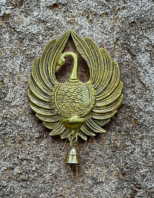 Adaak's Mayukhi Peacock Wall Hanging with Diya & Bell